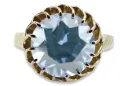 Aquamarine 8-кактовое желтое золото Кольцо Винтаж vrc035x-aq Art Deco Советский винтажный стиль украшений Ар-деко
